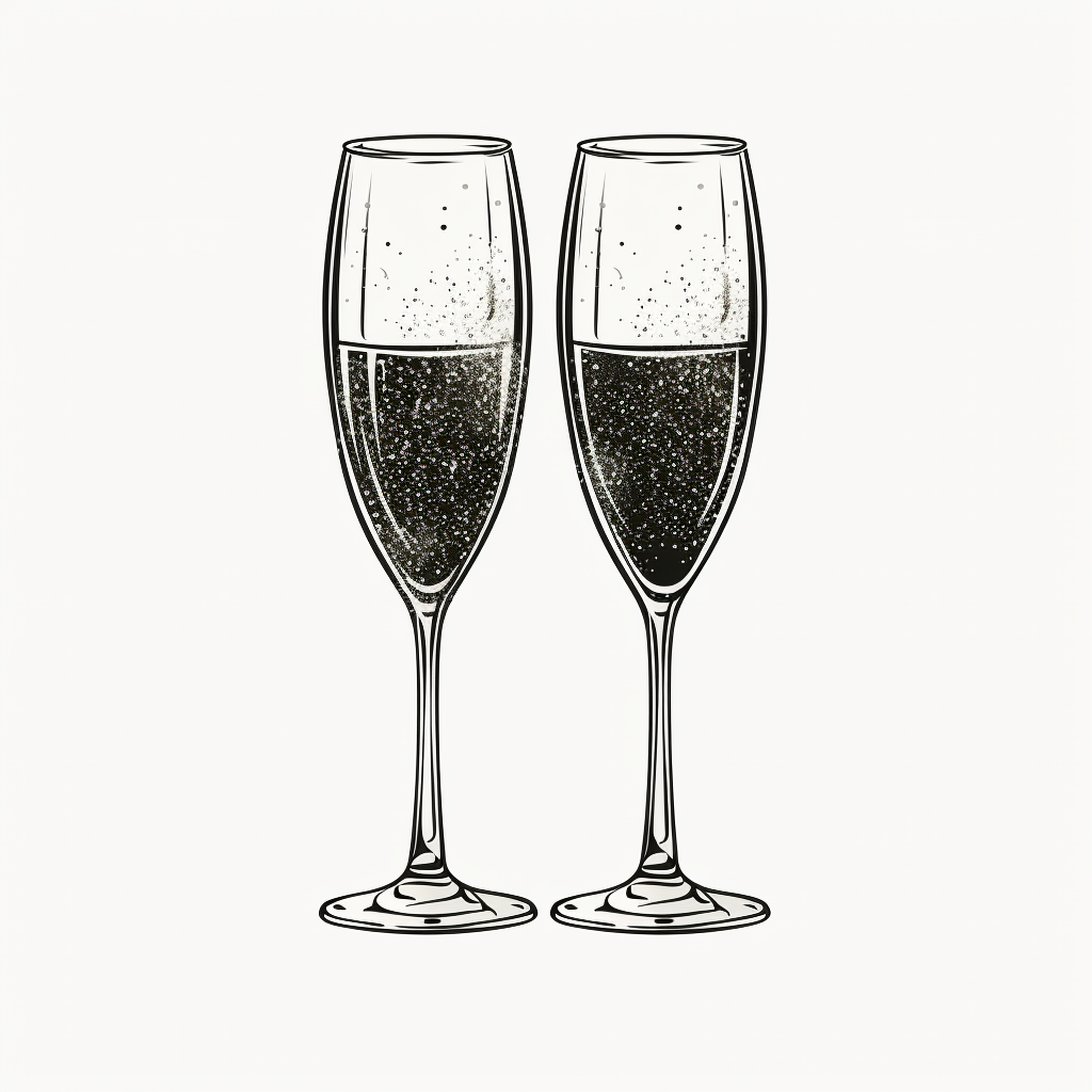 Stylish black champagne glass illustration