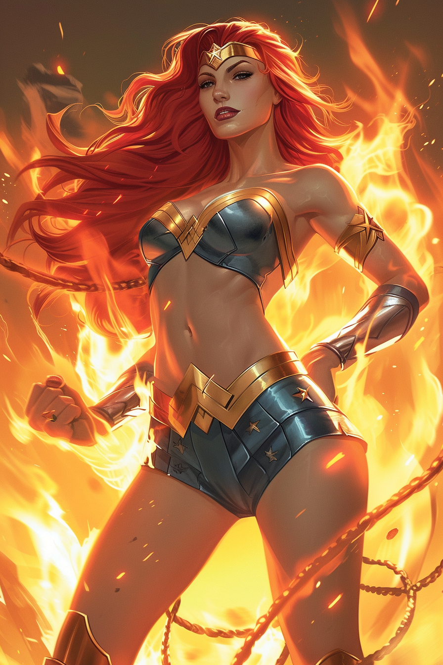 Magic the Gathering Redhead Wonder Woman Pose