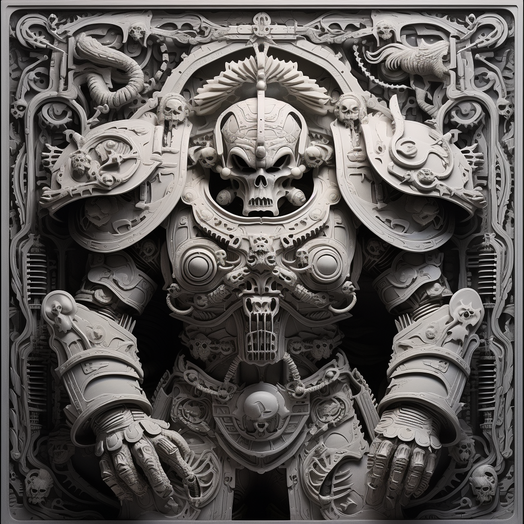 Relief sculpture of chaos space marine