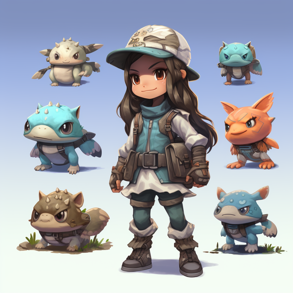 Character concept art in Pokemon art style