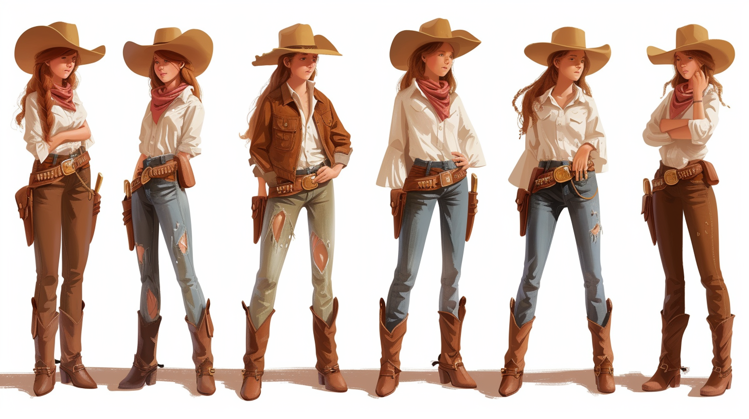 Cowgirl character in various poses