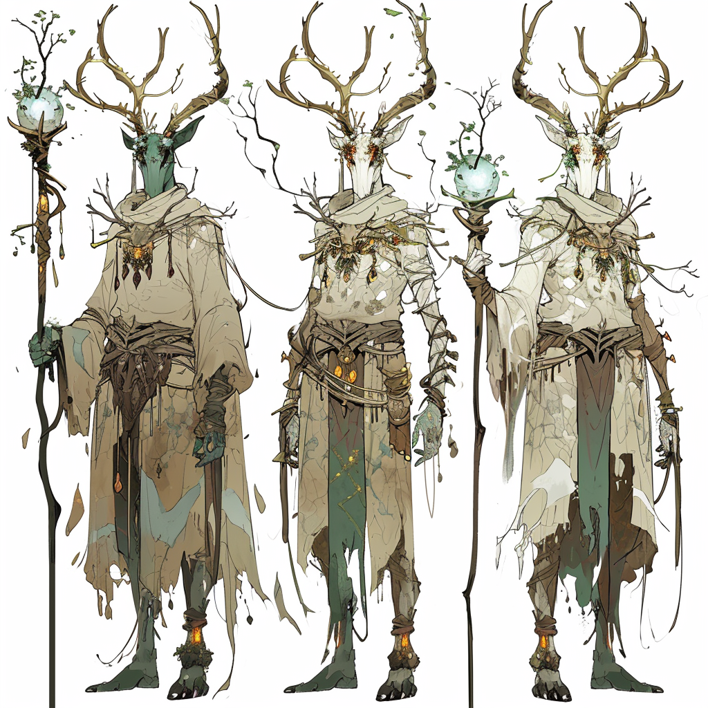 Forest Wizard Deer Guardian Game Concept Design Illustration