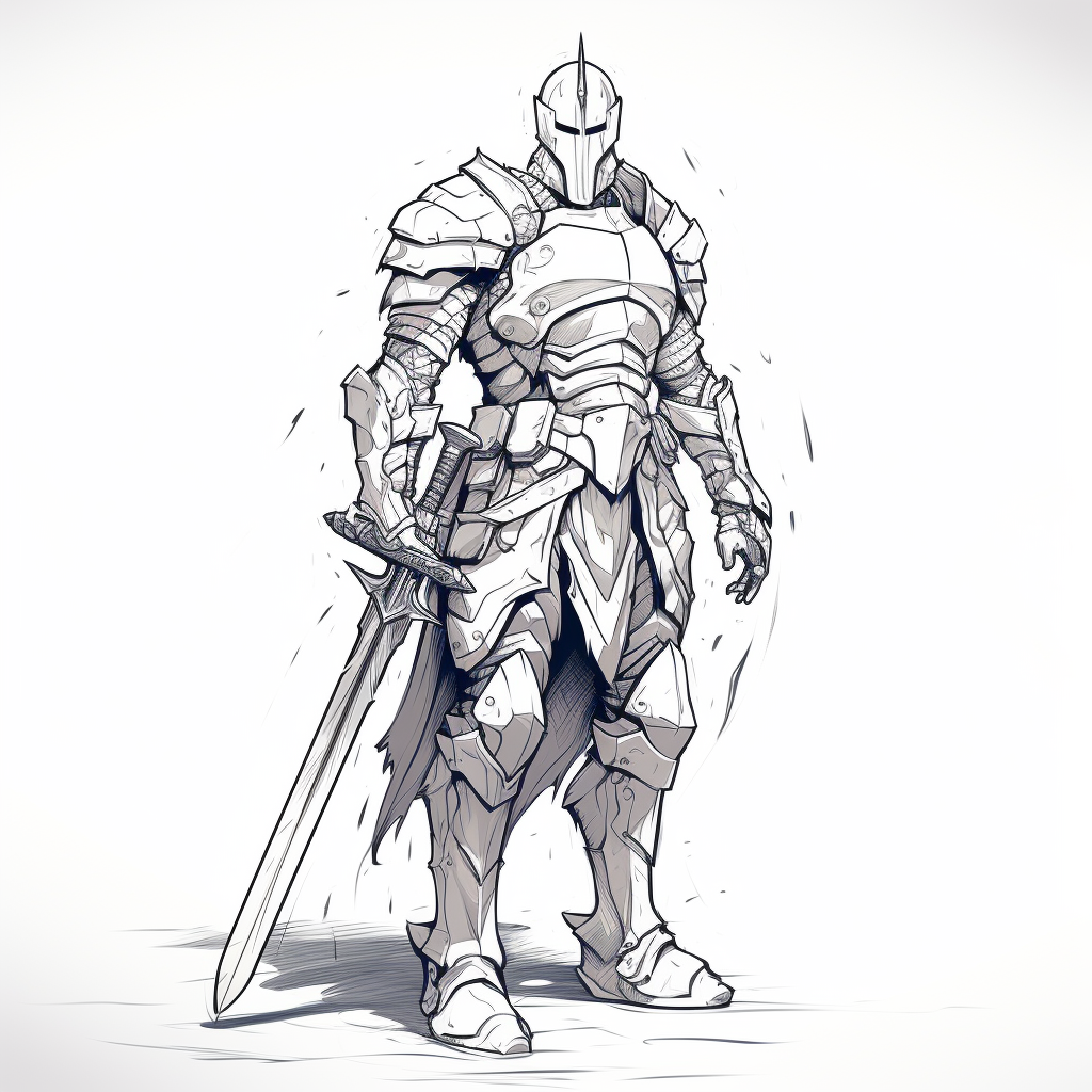 Knight character outline on white background