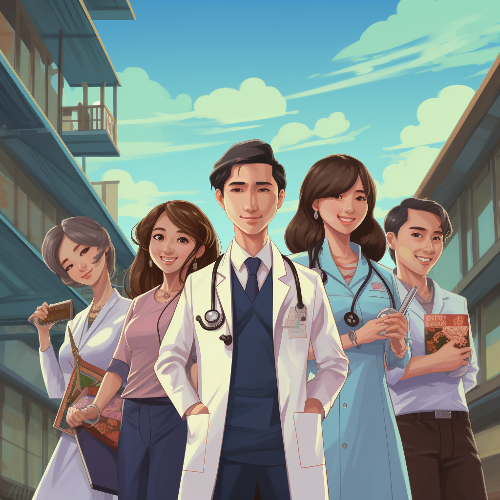 asian-health-education-graduates-cartoon-characters