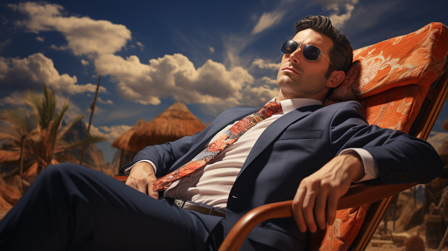 Charismatic businessman thinking and relaxing outdoors