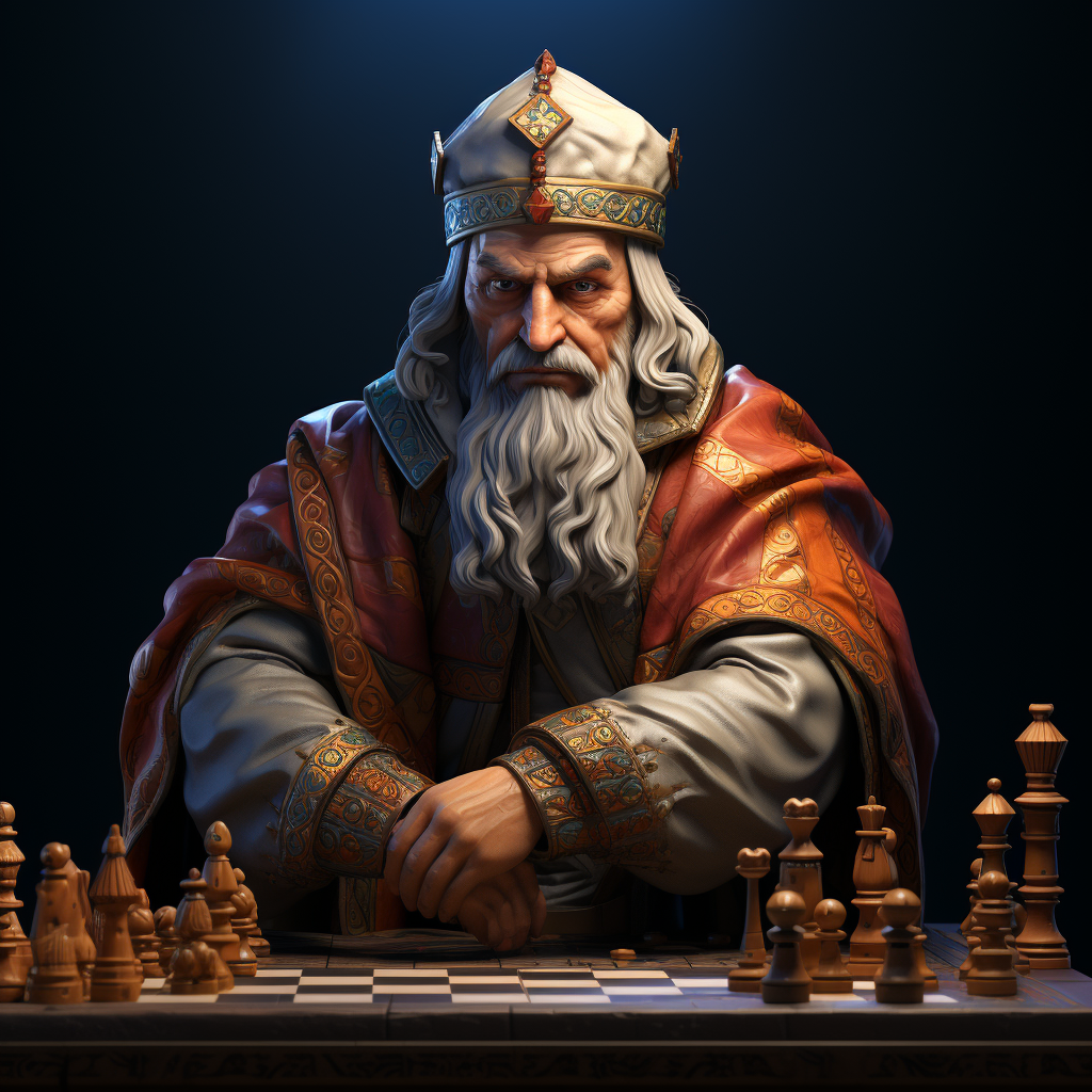 Charismatic Caucasian Chess Player in National Outfit