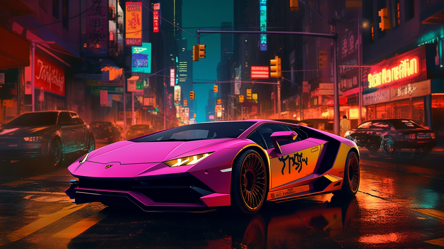 Charismatic rapper driving Lamborghini in New York