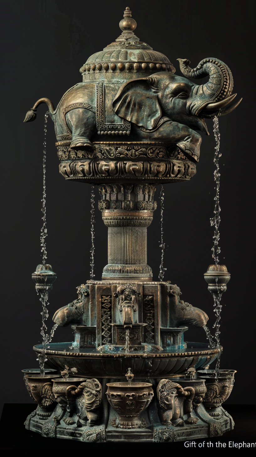 Charlemagne Water Clock Elephant Bronze