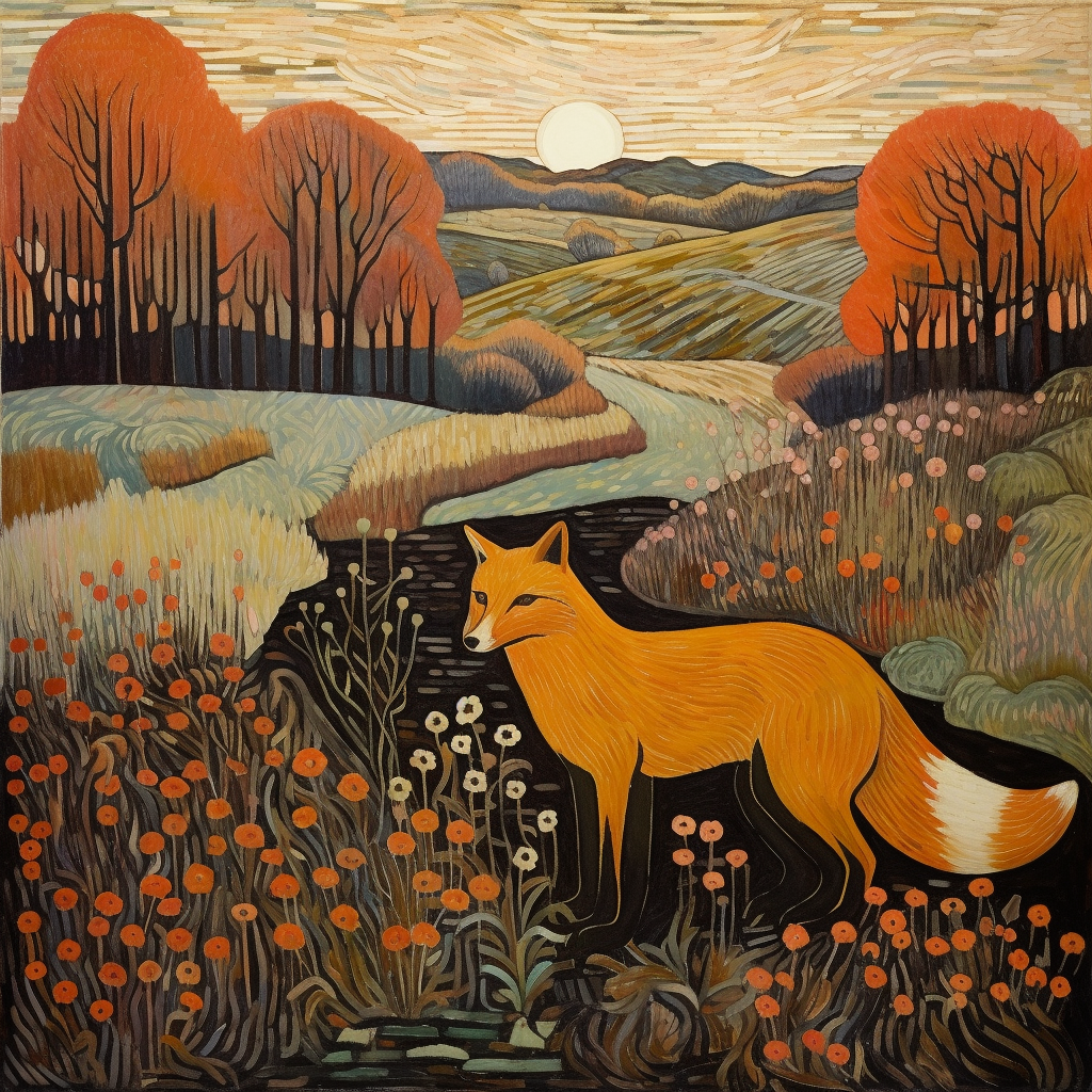 Beautiful landscape with fox