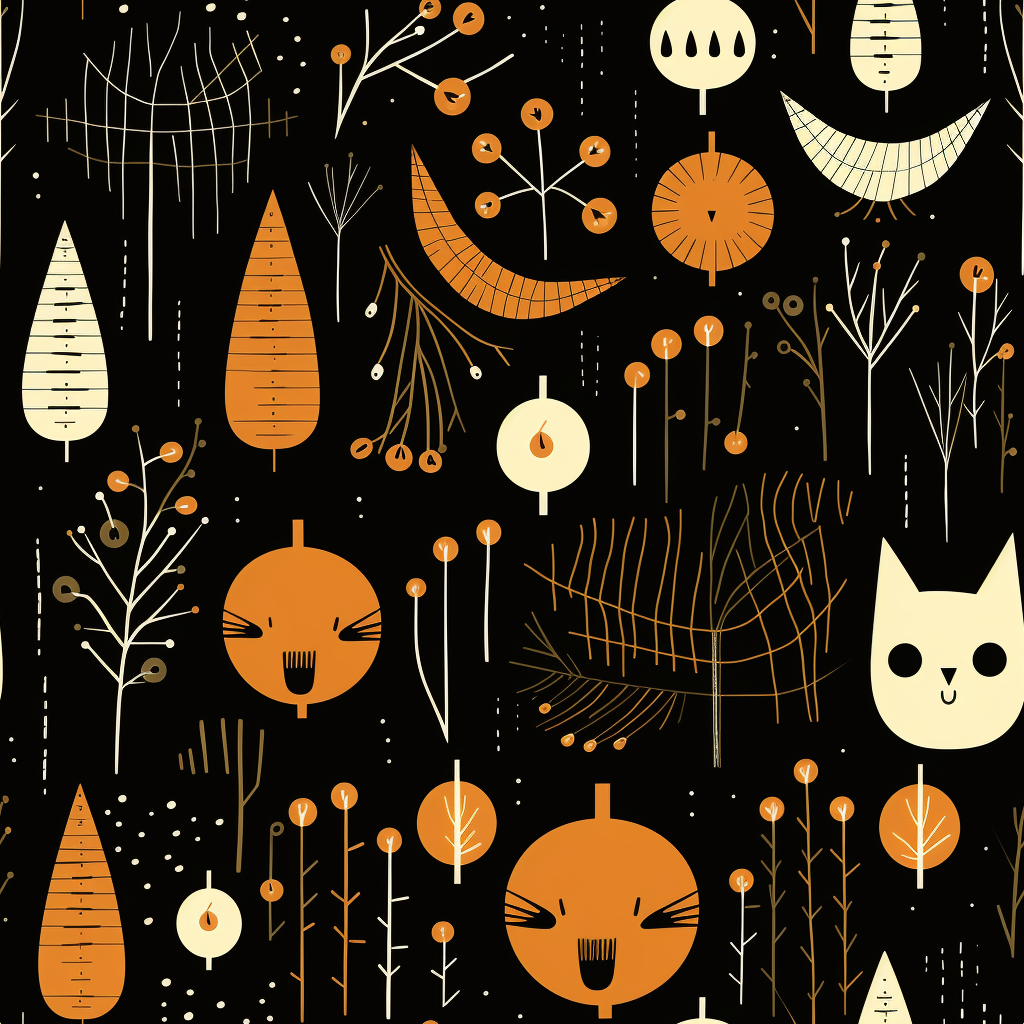 Colorful Halloween pattern by Charley Harper