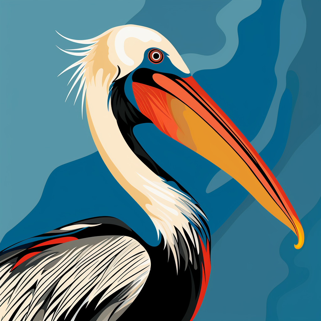 Beautiful Pelican Artwork in Charlie Harper's Style