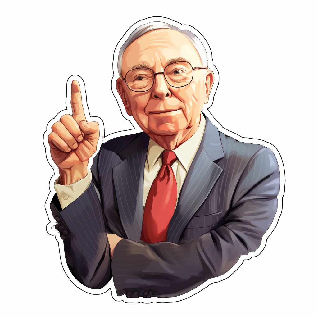 Cartoon sticker of Charlie Munger