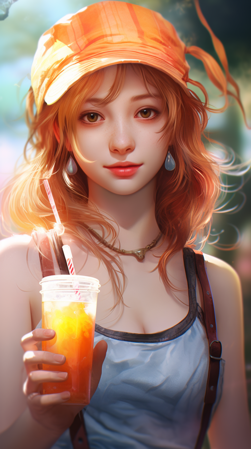 Photorealistic portrait of Charlotte Smoothie