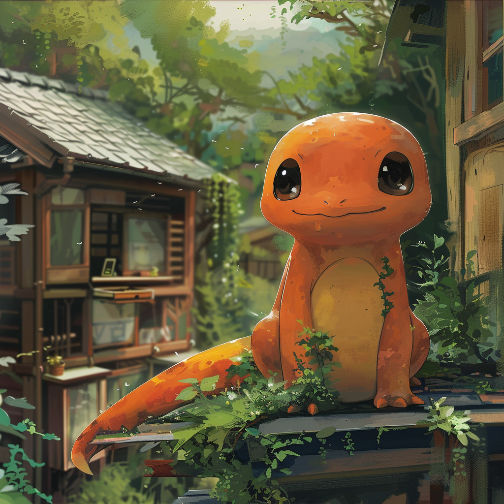 Charmander Studio Ghibli Style