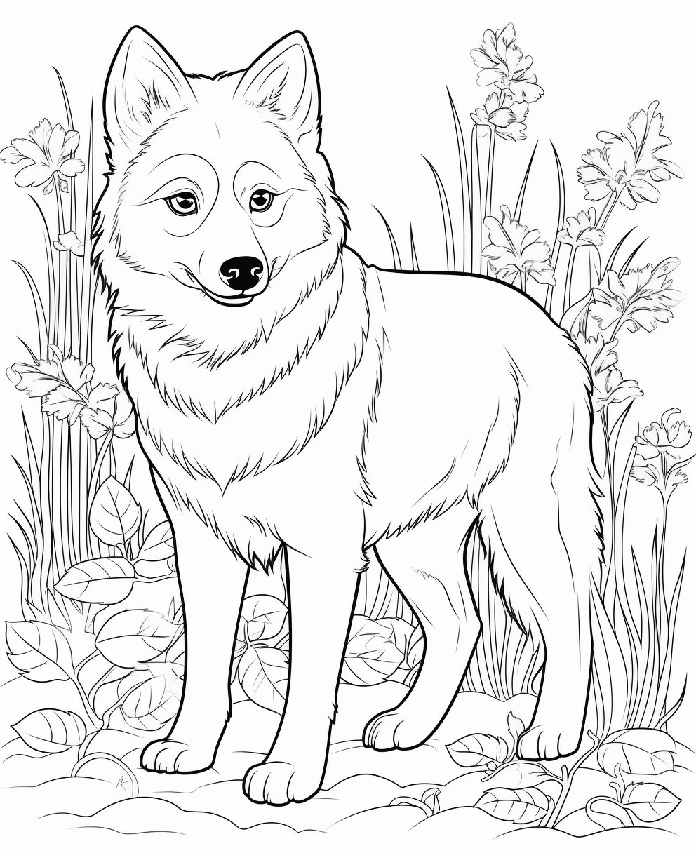 Adorable Finnish Spitz coloring page