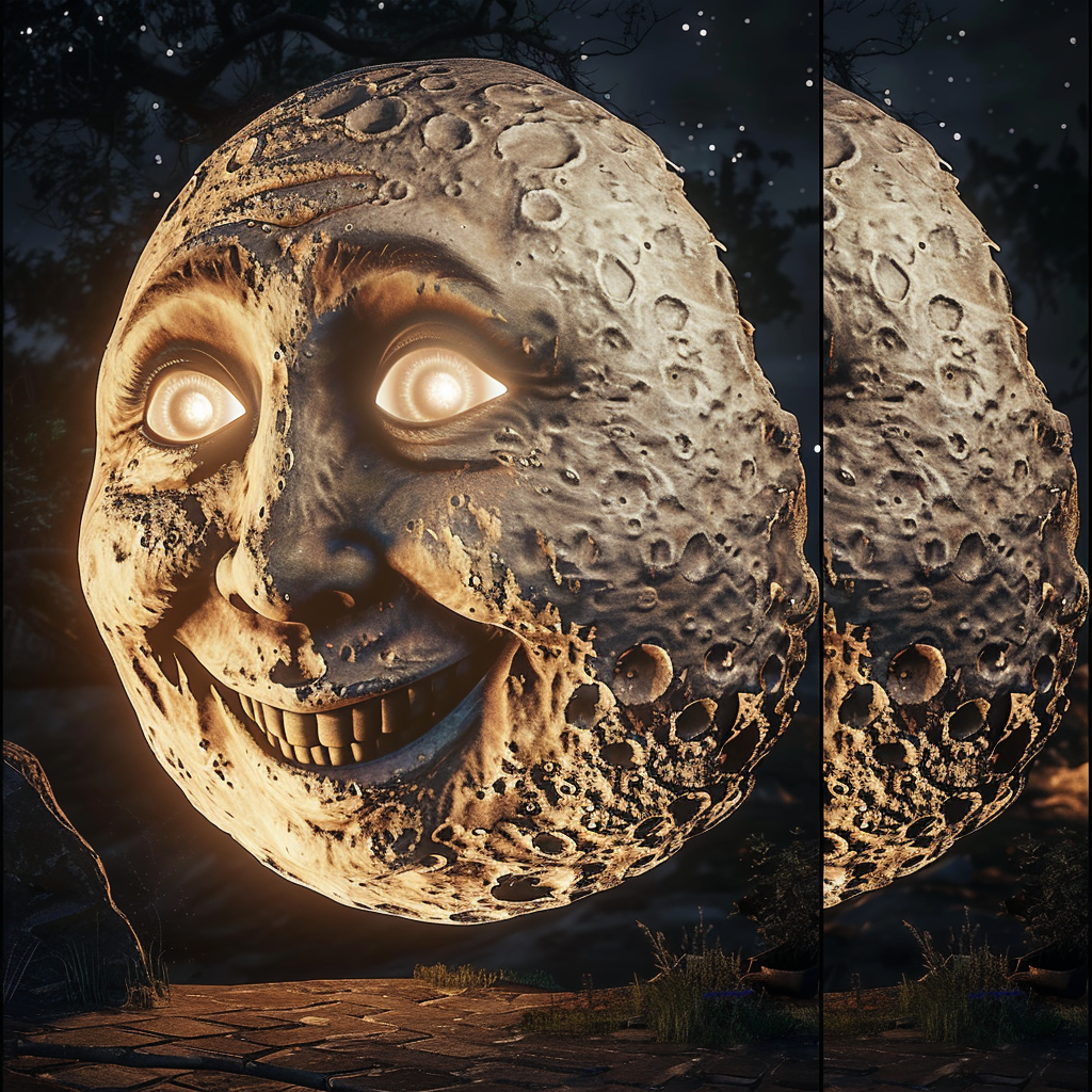 Moon character with charming smile