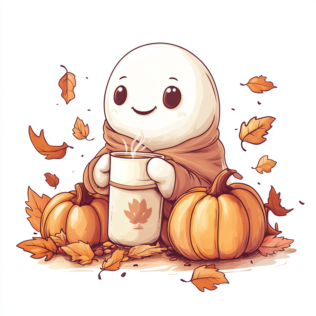 Cute Cartoon Ghost Coffee Pumpkins