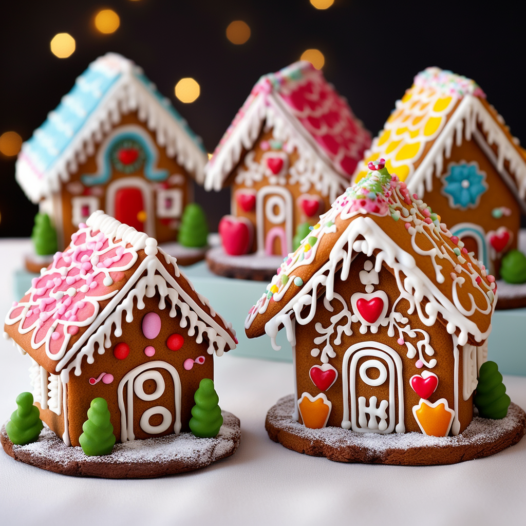 Cute Gingerbread Houses with Candy Decorations