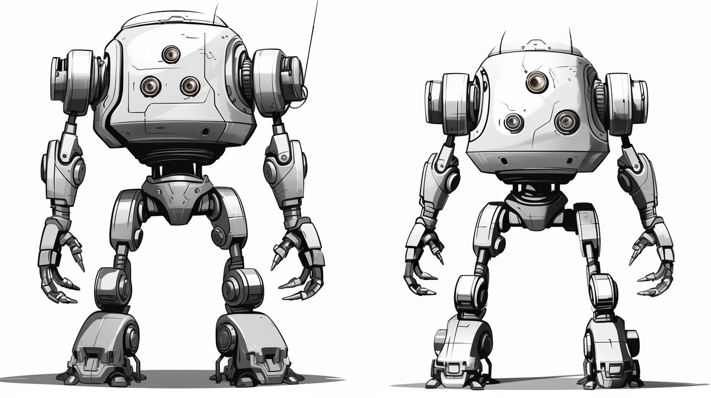 Charming robot game cartoon concept art