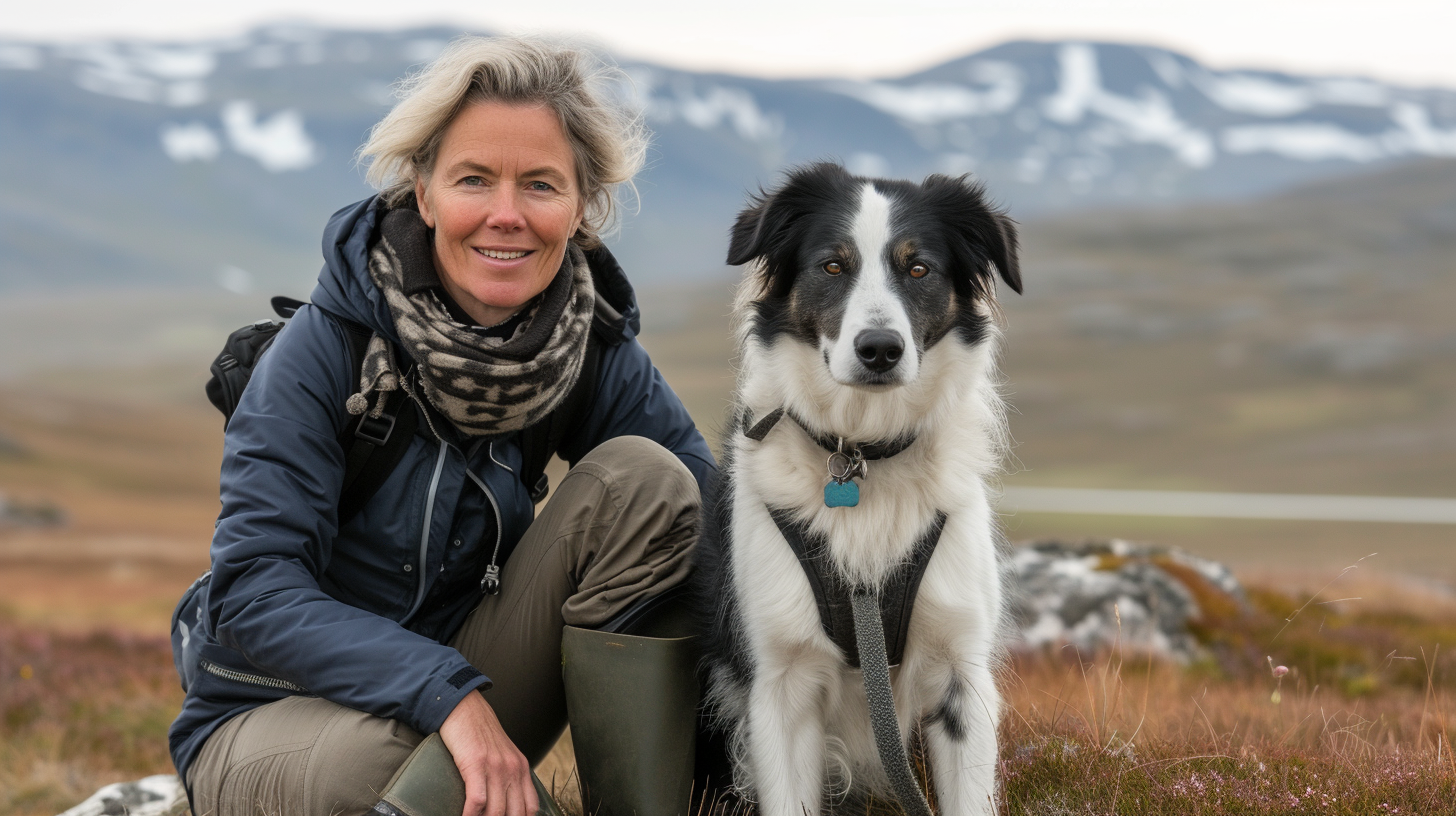 Woman with Border Collie in Norwegian Countryside