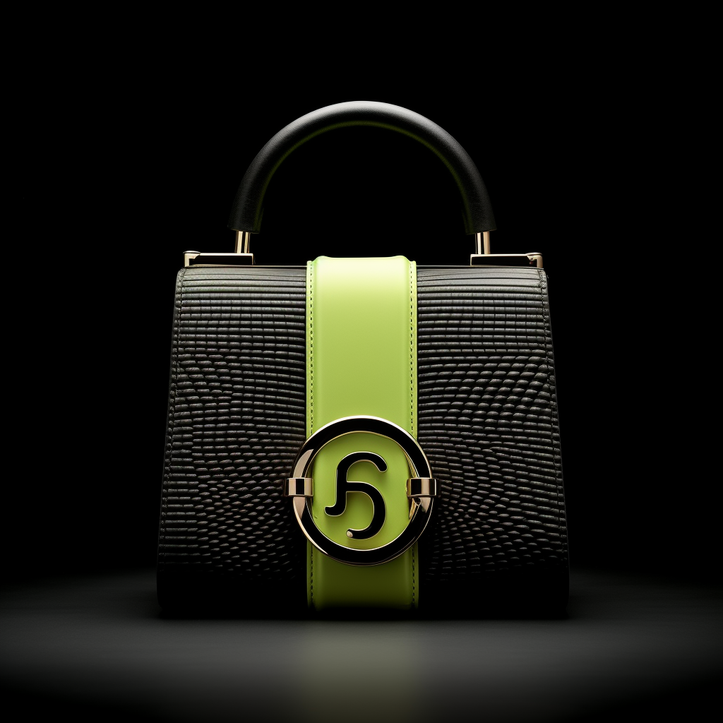 Fashionable chartreuse handbag monogram logo