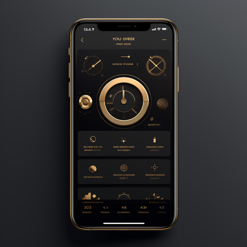 Beautiful dark gold chatbot UX UI design