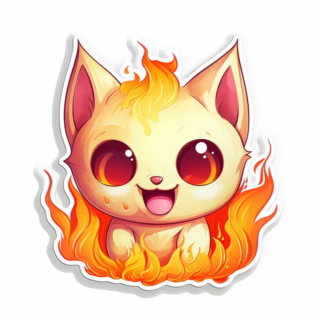 Burning chat bubble sticker on white background