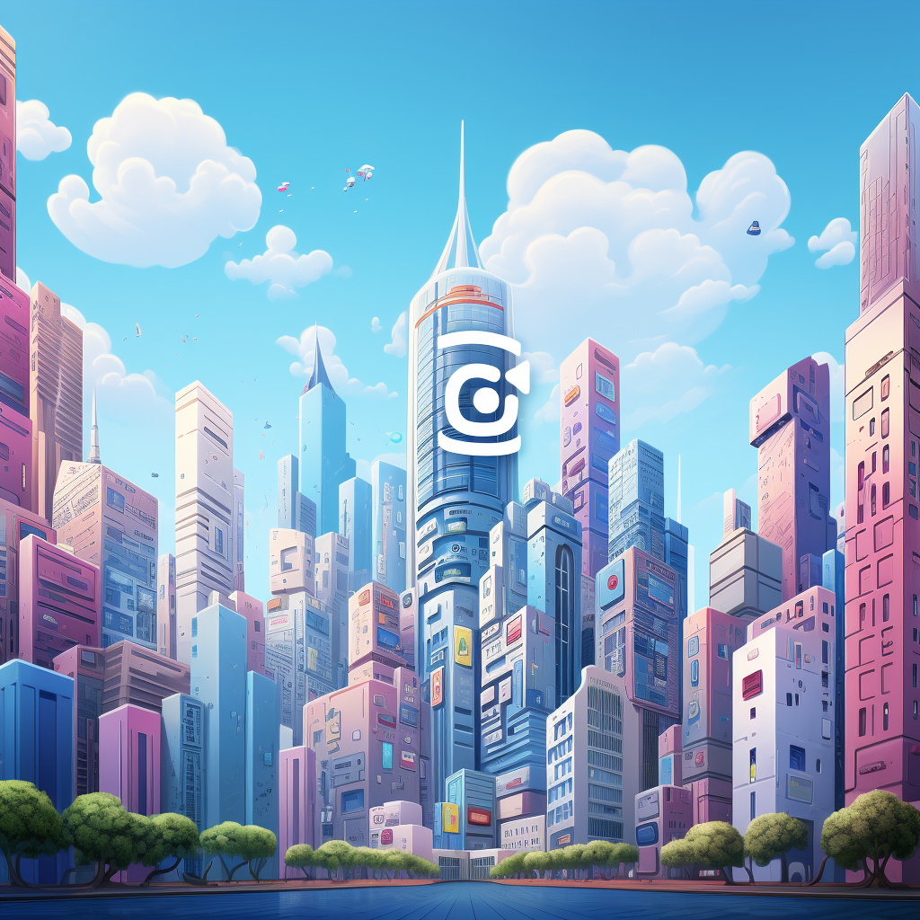 Skyscrapers with ChatGPT and social media logos