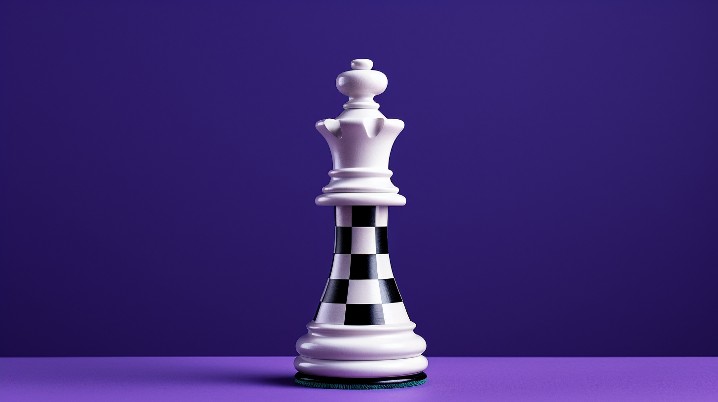 Checkered Wavy Chess Piece on Purple Background