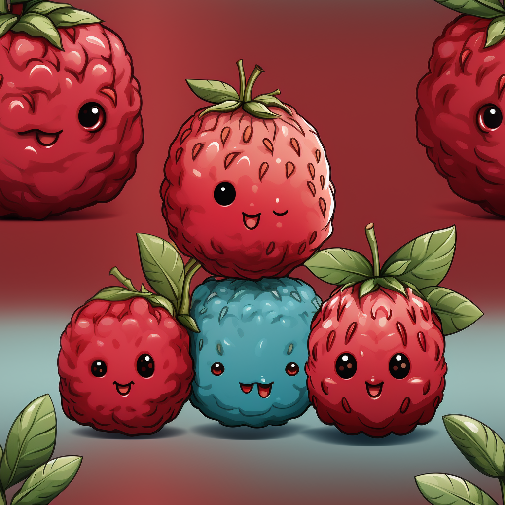 Cute cheeky raspberries with a mischievous smile