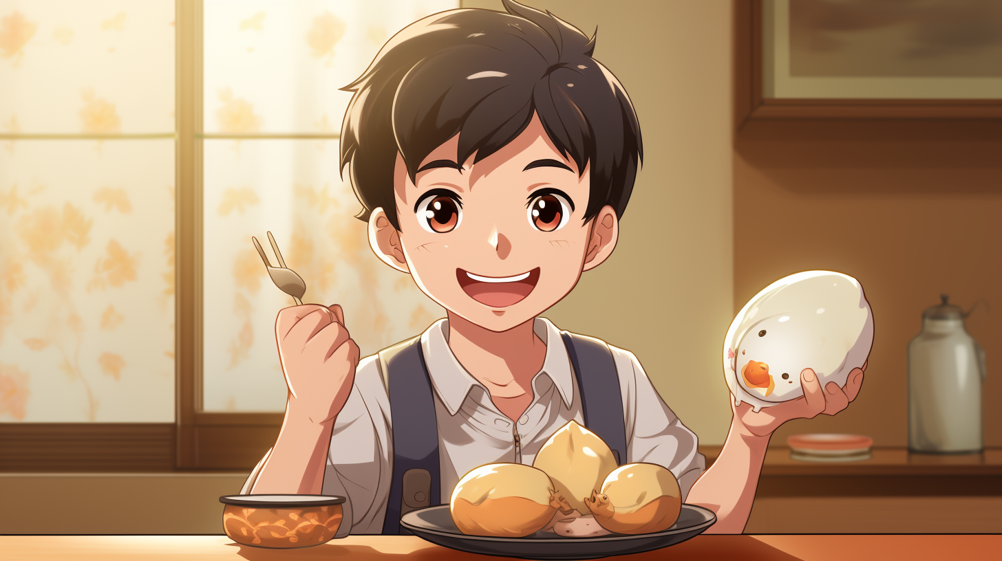 Cheerful boy holding an egg