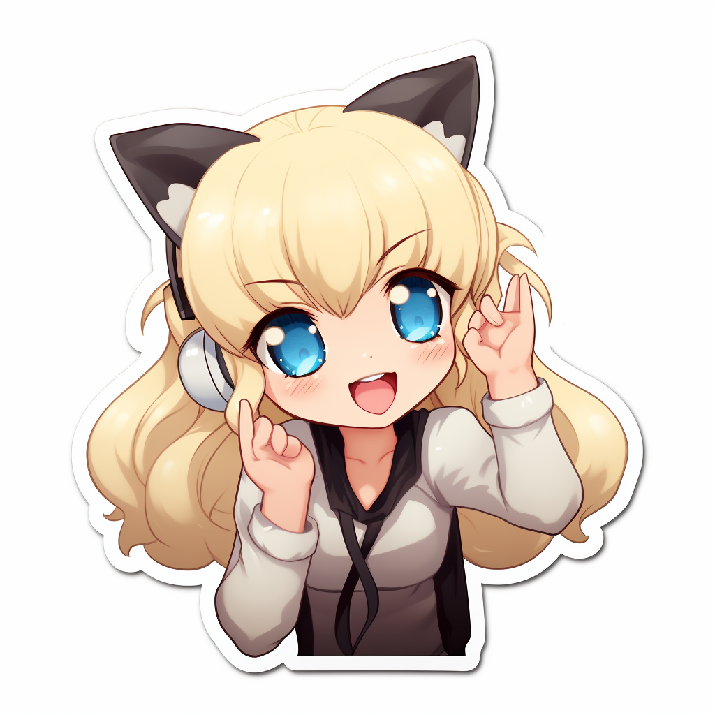 Cheerful cat girl with blonde hair