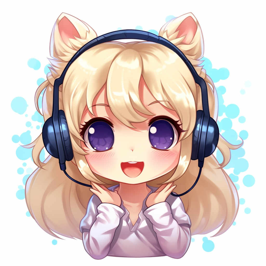 Cheerful cat girl with blonde hair cheering