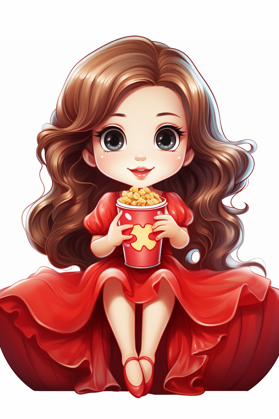 Princess eating popcorn in cinema