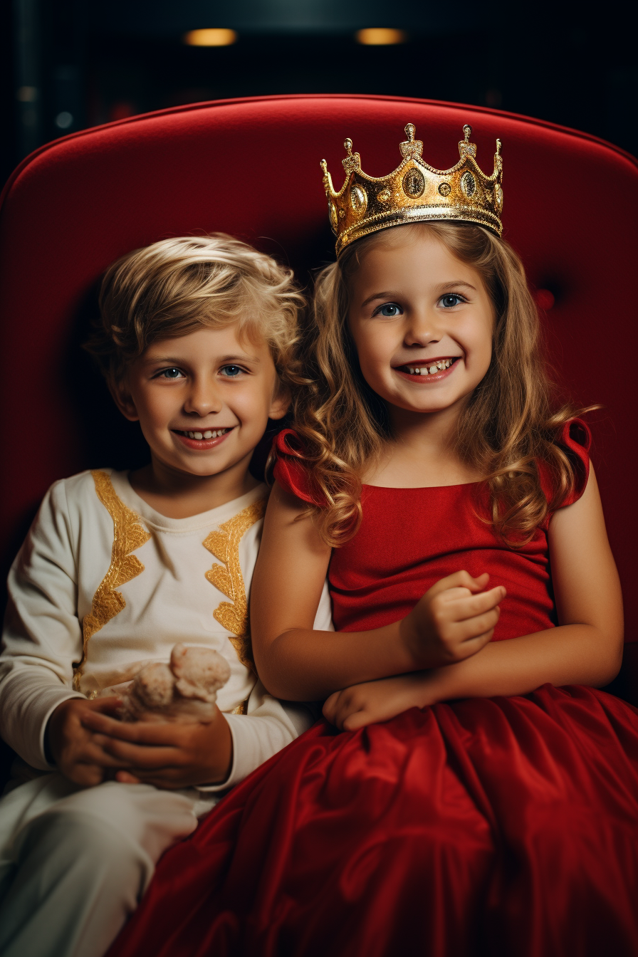 Princess in red dress and crown