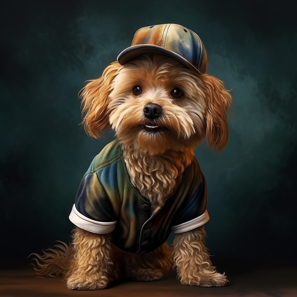 Cute dog in pixel style clothing