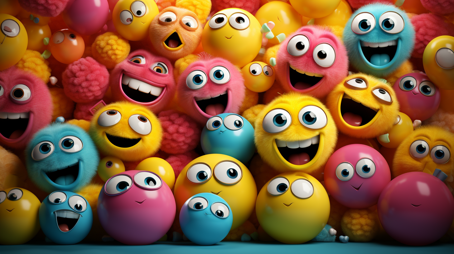 Cheerful emoji background with cotillions