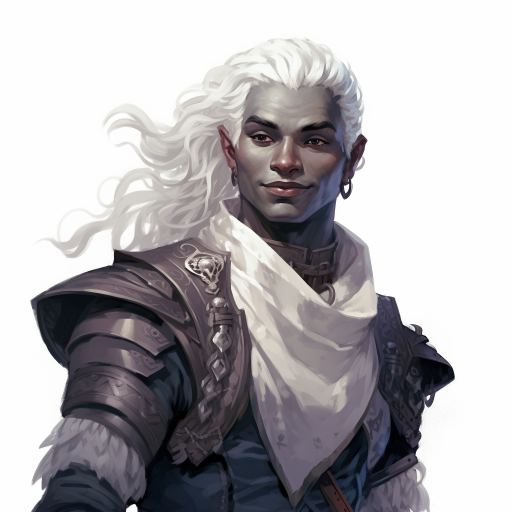 Cheerful drow male character art