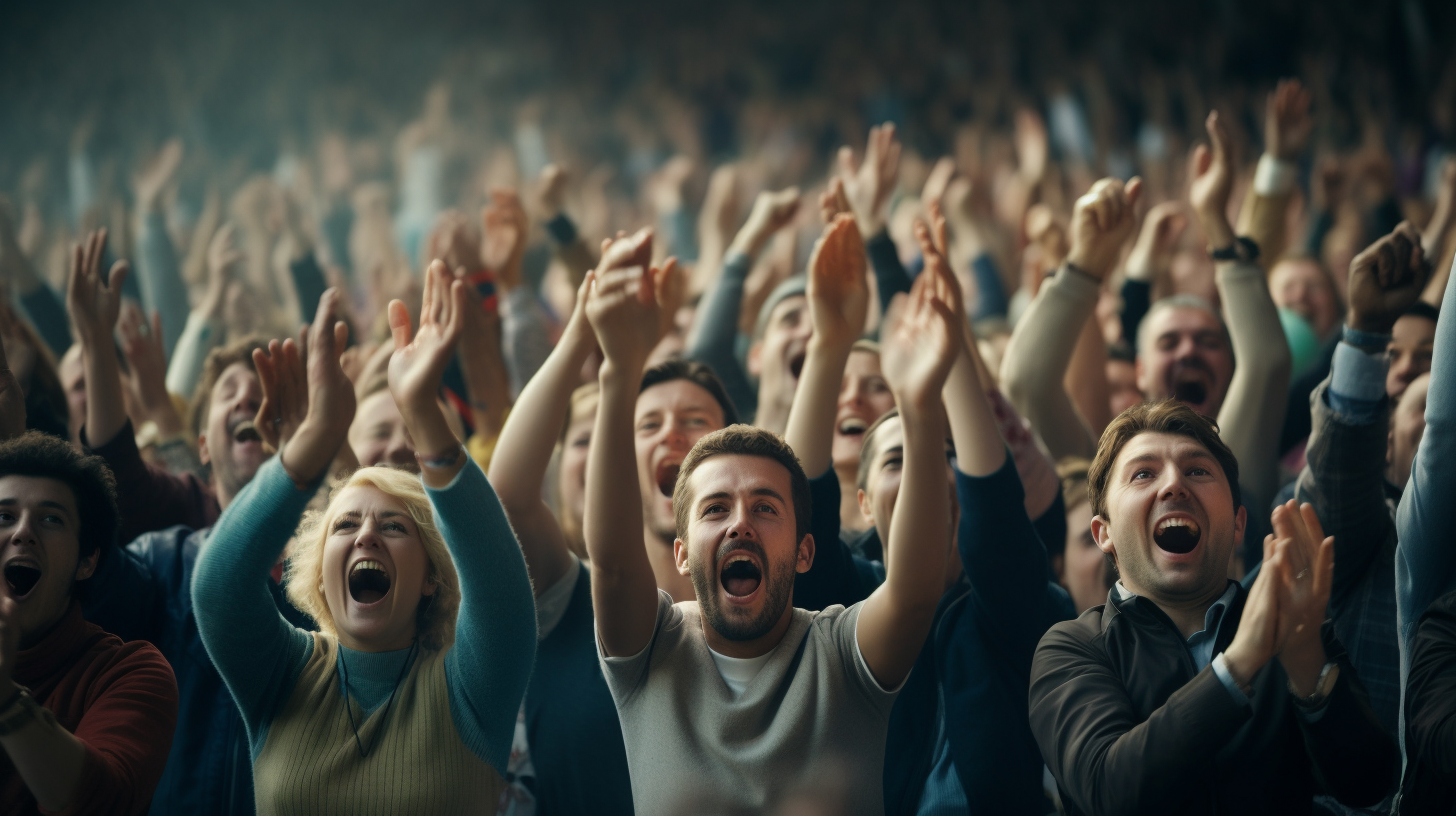 Cheering crowd showing appreciation