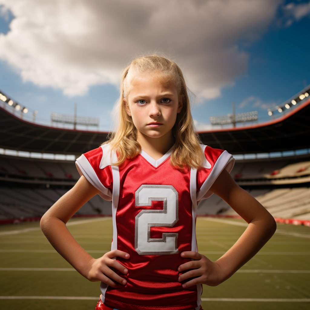 Cheerleader shining on the football field