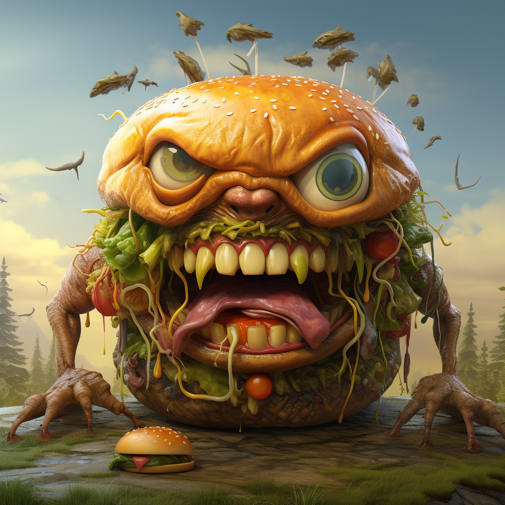 Delicious cheeseburger monster creation