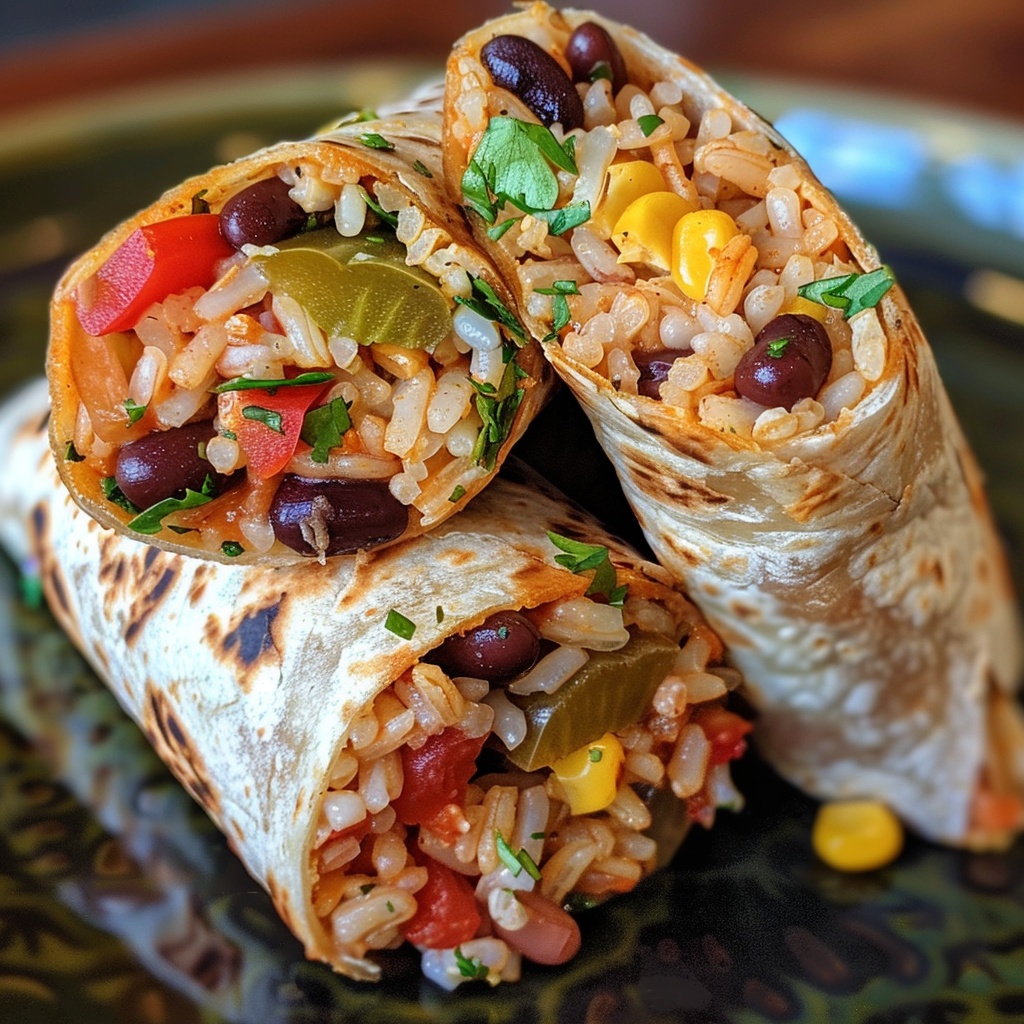 Cheesy Bean Rice Burrito Food