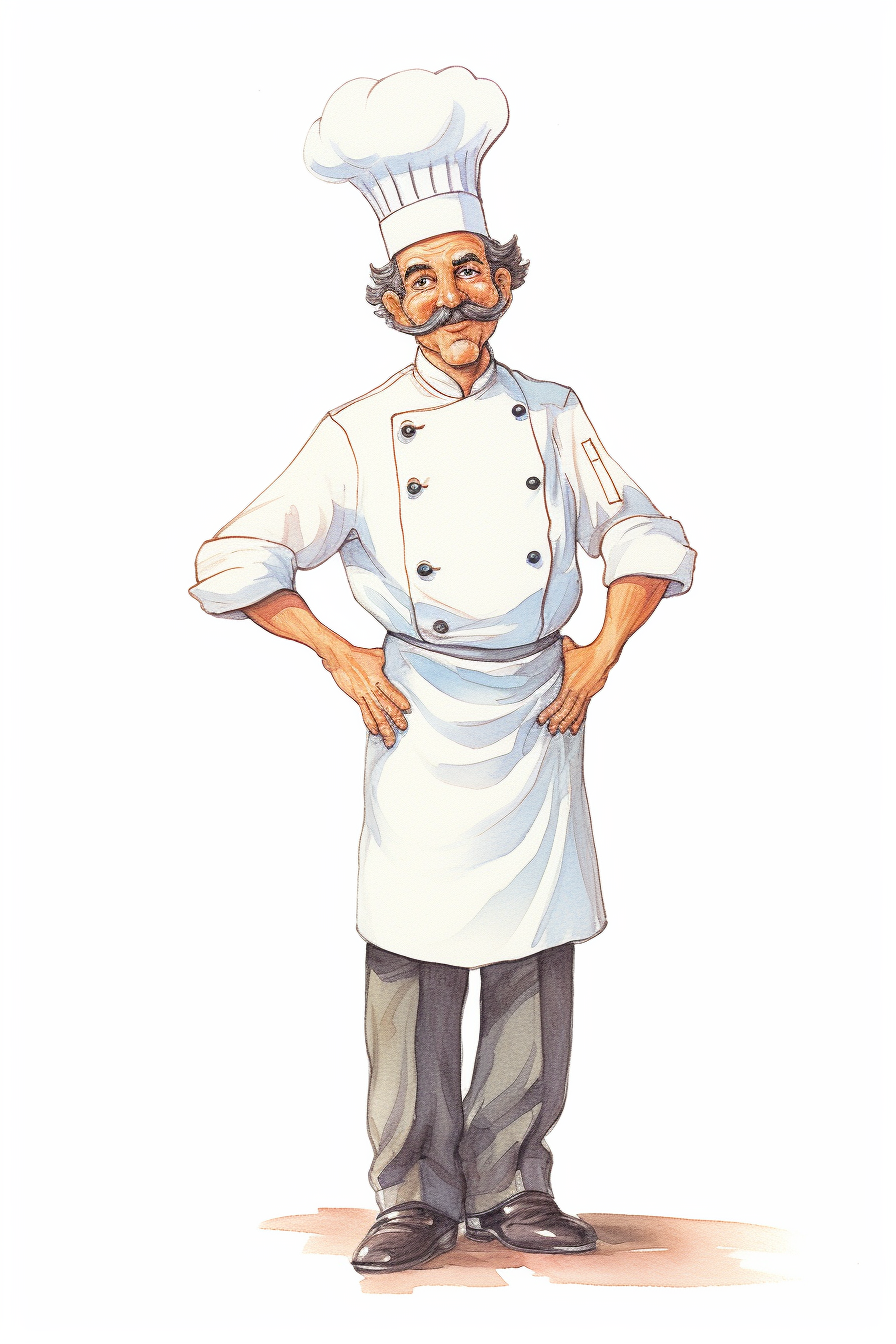 Cartoon chef illustration on white background