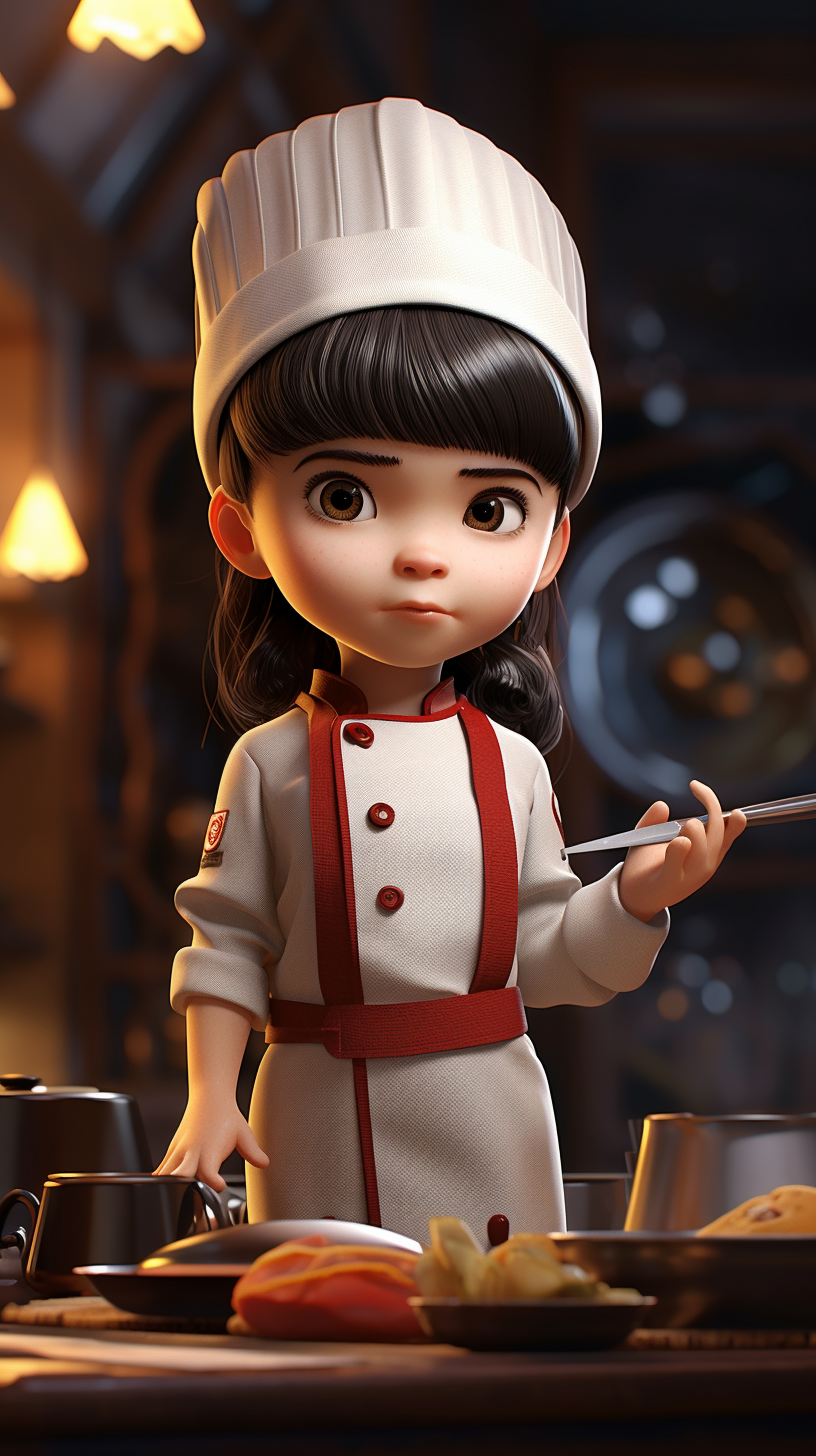 Q version of a chef with big eyes in 3D