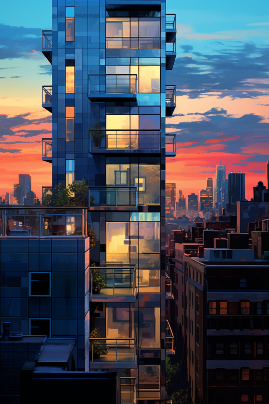 Modern apartment building render in Chelsea