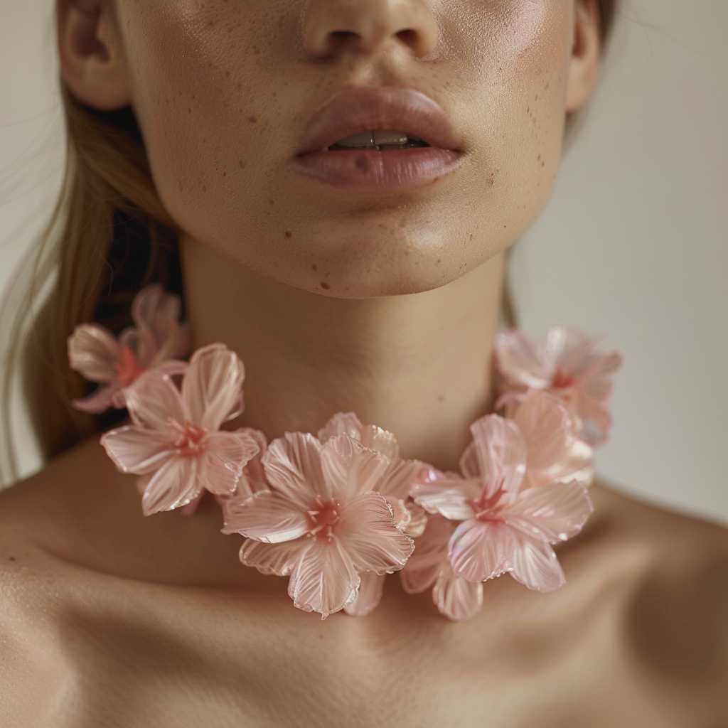 Small light pink dalant necklace