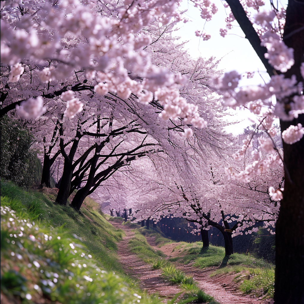 Beautiful cherry blossoms in full bloom