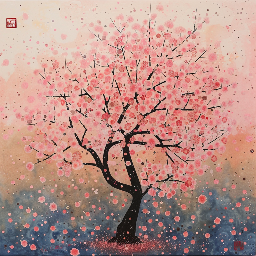 Takashi Murukami cherry blossom tree painting