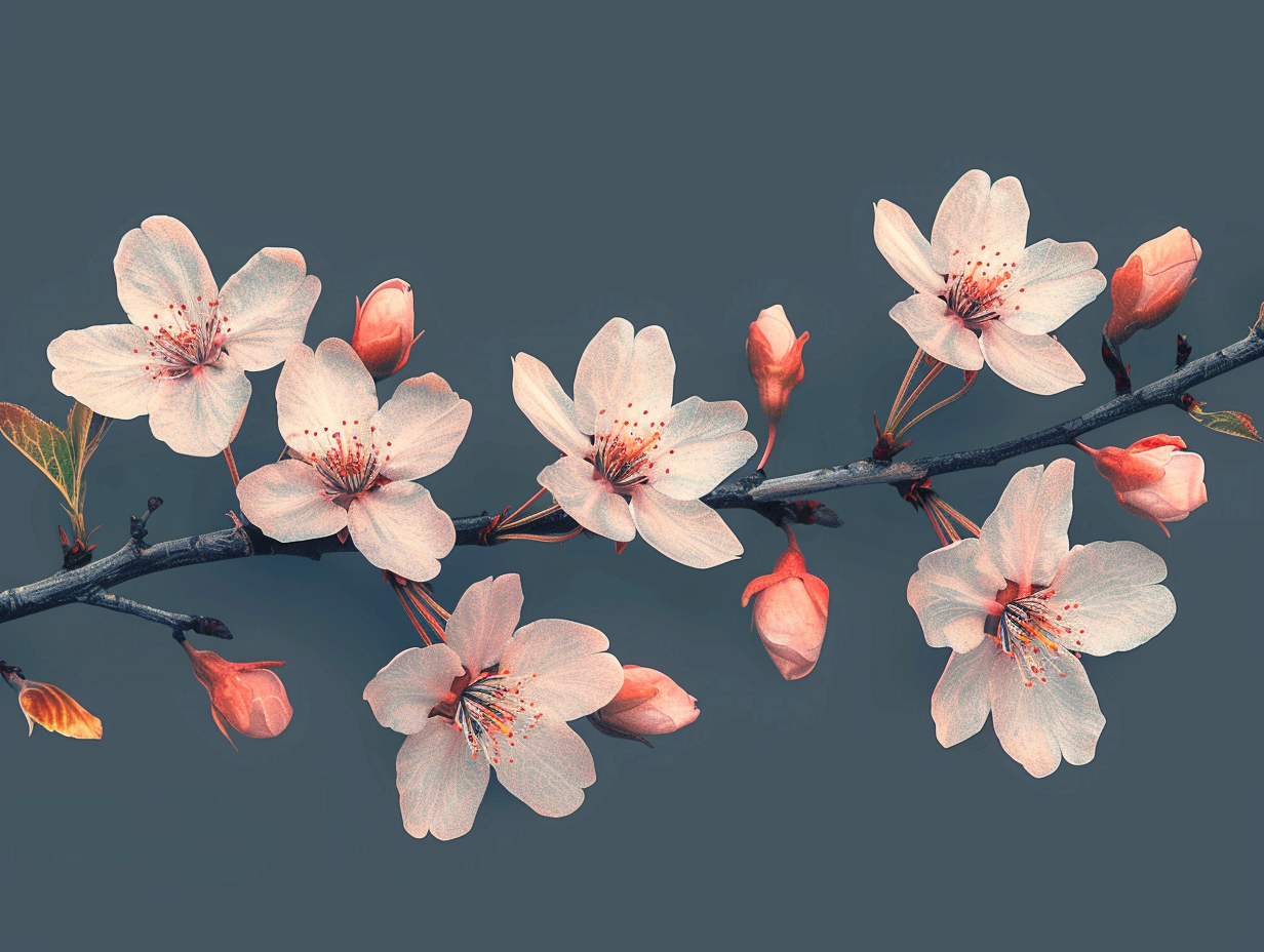 Cherry Blossom Branch Illustration