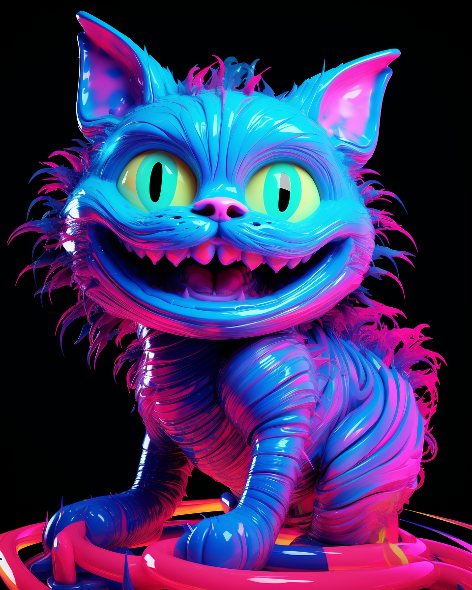 Cheshire Cat in colorful vaporwave style